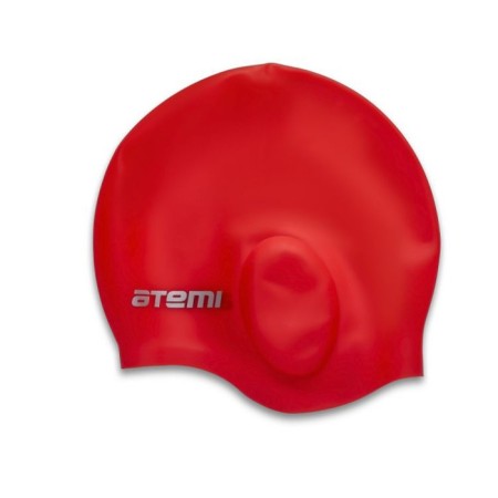 ATEMI EC102 swimming cap, silicone with “ears”, red color-3