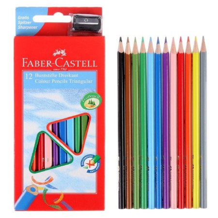 Pencils of 12 Faber-Castell Eco 1205 7/2.8 mm colors, three-sided housing, with a sharpener