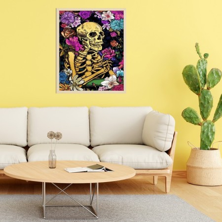 Picture on numbers with a whip 40 × 50 cm "Skeleton in colors" 22 colors-1