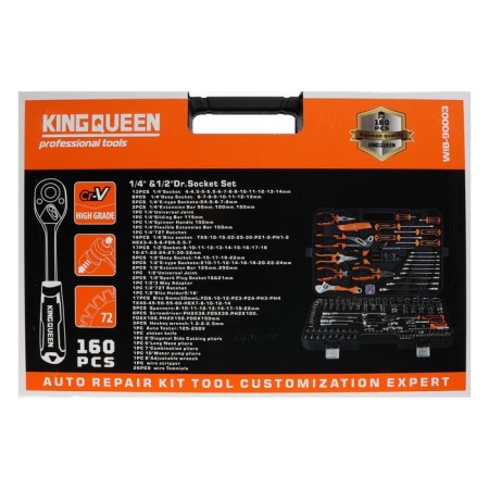 Set of instruments universal Kingqueen Wib-90003, 72 tooth, 1/2 1/4 ", 160 items-4