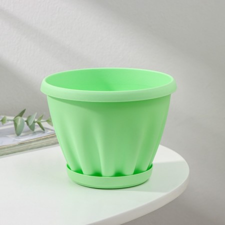 Pot for flowers with the Podon "Noble", 1 l, d = 14 cm, green color-1