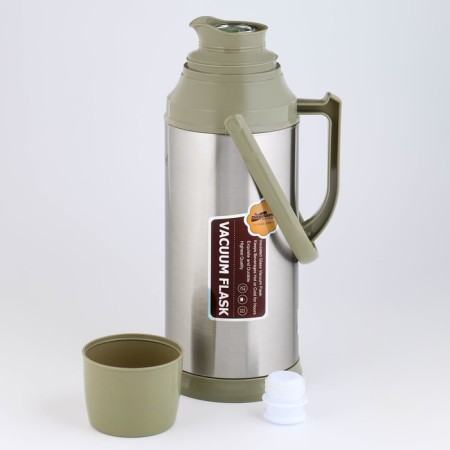 Thermos 2 l, with a glass flask, retains heat 12 hours, with a mug, green-1