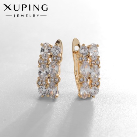 Earrings with rhinestones Xuping sheet, white color in gold