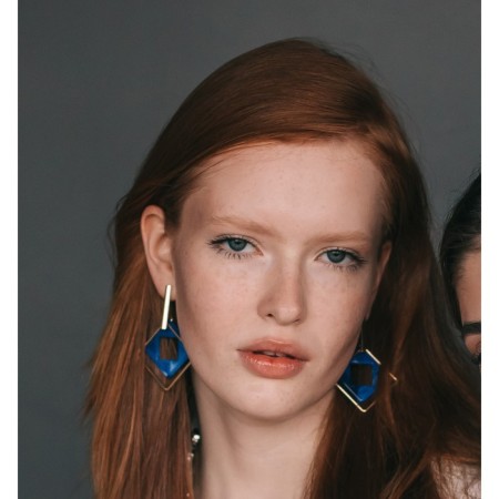 Earrings Assorted "Illusion", blue color in gold-4