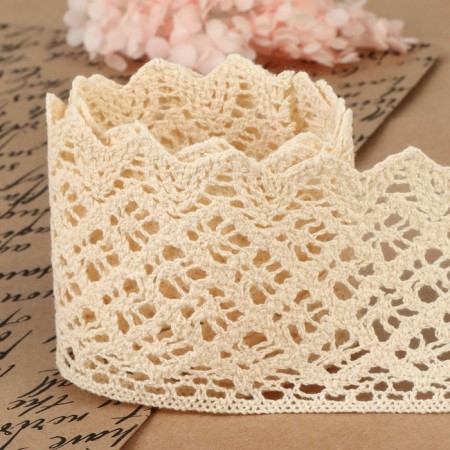 Knitted lace, 80 mm × 10 ± 1 m, beige color-2