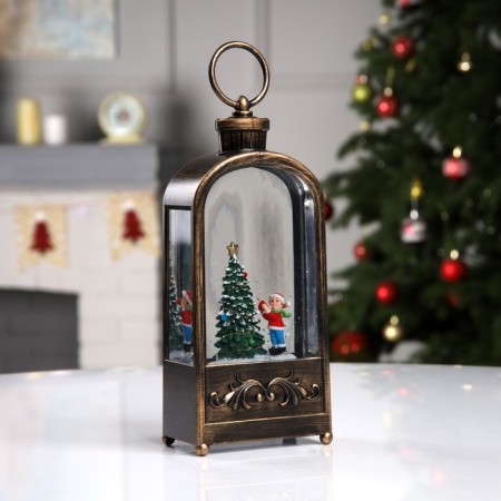 LED figure “Lantern with a Christmas tree” 10.2 × 23 × 5.8 cm, plastic, AAX3 batteries (not in the kit), USB, glow warm white-1