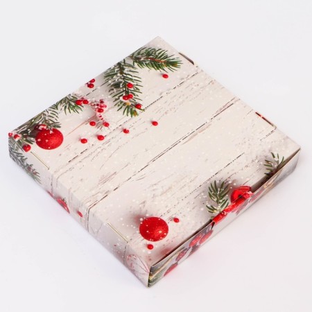 Gift box team with the window "New Year's branches", 16 x 16 x 3 cm-3