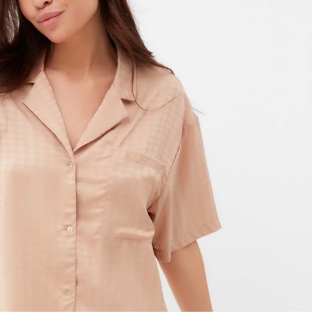 Female pajamas (shirt and shorts) KAFTAN SILK, size 40-42, beige-2