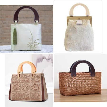 Handles for the bag are wooden, 11 × 16.5 cm, 2 pcs, beige color-4