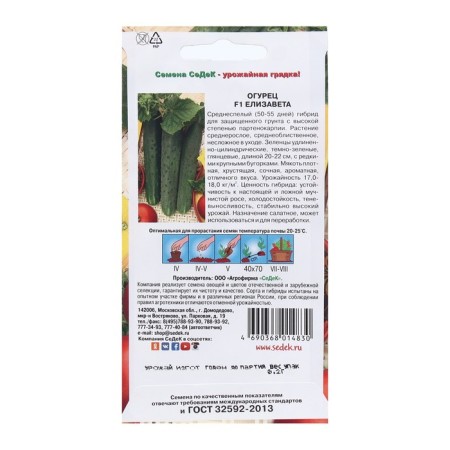Elizabeth cucumber seeds F1, 0.2 g-1