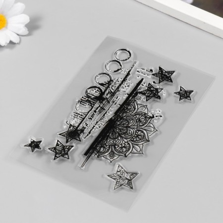 Stamp for creativity Silicon "Flowers and Stars" 11x16cm-1