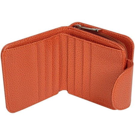 A button wallet. Card (8)/coins/bill, coral color 10x10.5x3.5cm-2