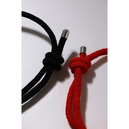 Bracelets "Demetrons" on the magnet, halves of the heart, black-red color, 7 cm-4