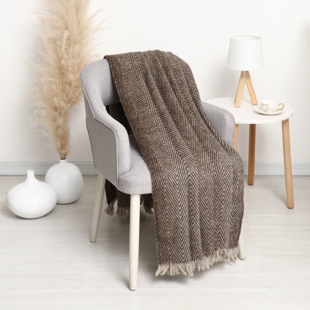 Geometry plaid 140x200cm, brown, wool 50%, polyester 50% 400g/m