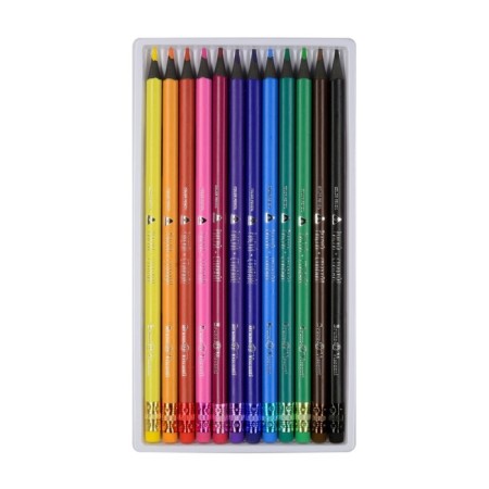 Pencils 12 colors BrunovisConti draw and wash, plastic with an eraser and a sharpener, mix-5