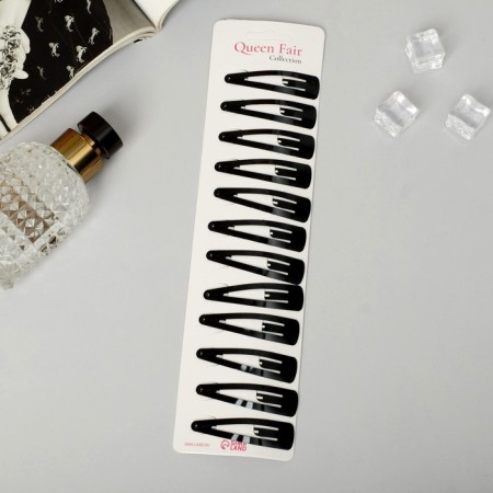 Invisibility for hair "Oval" (set 12 pcs) 5.5x1.5 cm, black-1
