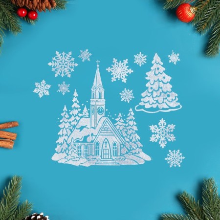 Stickers on the windows "New Year" winter house, 26 x 21 cm-1