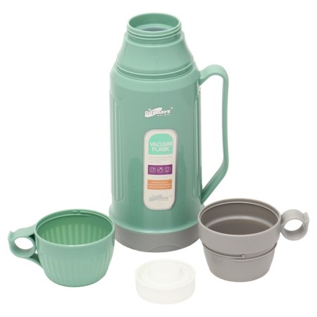 Thermos 1 l, with a glass flask, retains heat 12 hours, with a mug, green-2