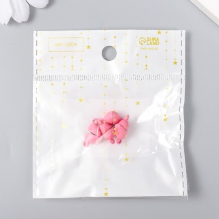 Magnetic metal lock "heart" pink matte 2 pcs 1.2x1.2 cm-3