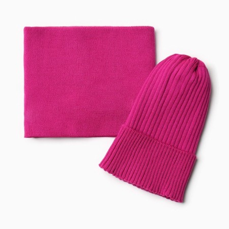Kit for girls (snood and hat), raspberry color, size 52-56