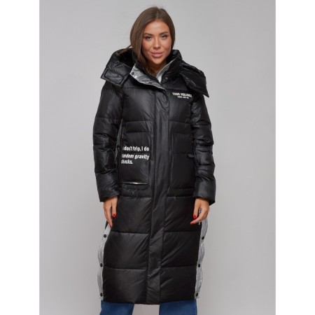 Coat insulated winter female, size 44, black color-7