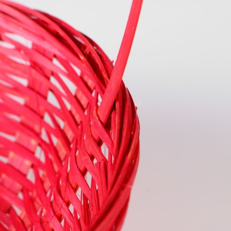 Wicker basket, bamboo, d19xh5 cm, red-2