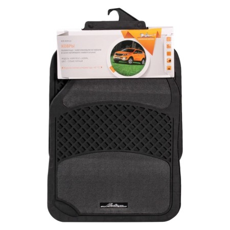 Car carpet carpet-ACM-RCM-03 car rugs, with pile inserts, gray/black, set 4 pcs