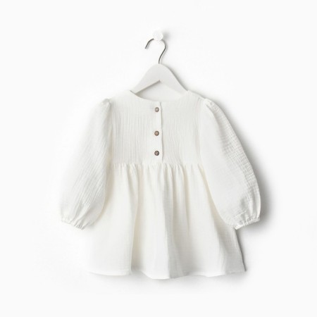Children's dress with long sleeve KAFTAN "Muslin", size 26 (80-86 cm), white color-13