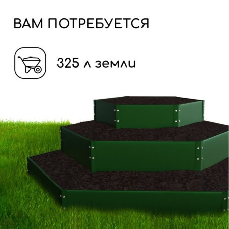 Glocked flowerbed, 3 tiers, d = 60–100–140 cm, h = 45 cm, green, Greengo-4