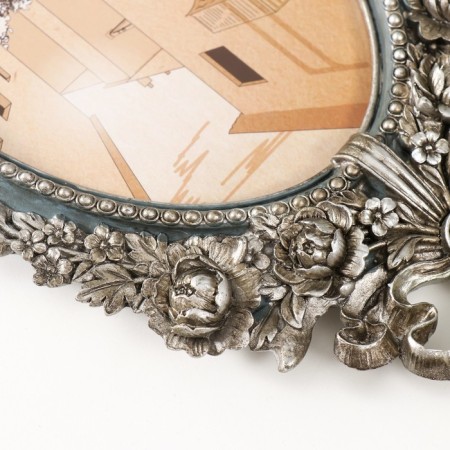 Photo frame Polystone 13x18 cm "Balt and flower wreath" Dark gray silver 16.8x1.7x25.5 cm-2