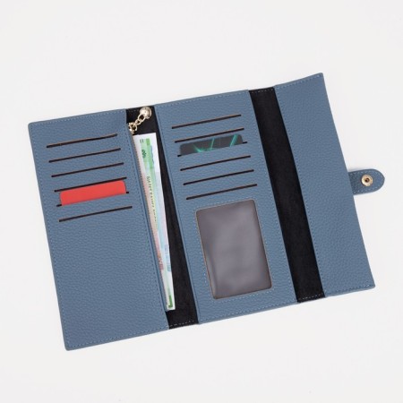 Women's wallet on the button, blue color-4
