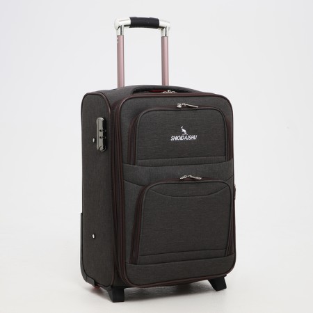 Small 20 suitcase, lightning department, code castle, 3 wheels, 2 outer pockets, brown color-1