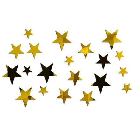 Interior stickers "stars", mirror, decor on the wall, set 20 pcs, 3 x 5 to 6.5 cm