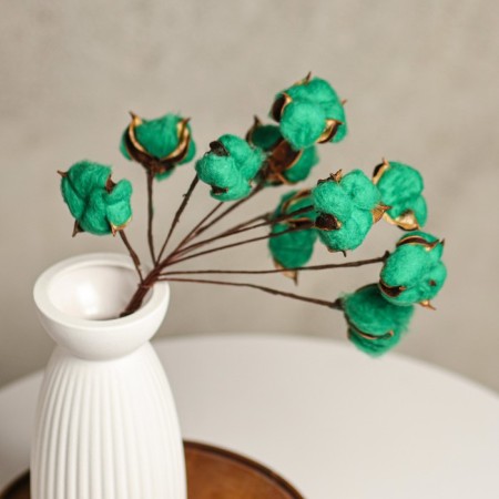Set of dried flowers "cotton", green, Ø5 cm, 30 cm, 10 pcs