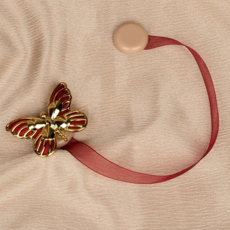 Picking for curtains "Butterfly", 6 × 4 cm, 26 cm, gold/burgundy color-1