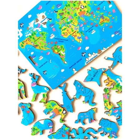Figure puzzle "Animals of our planet", in a wooden box, 50 details-3