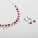 Set 2 objects: earrings, necklace "Listopad" circles, red-white color in silver, 32 cm