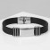 Bracelet Unisex "Style" rectangle with triple inserts, black color with silver, 23 cm