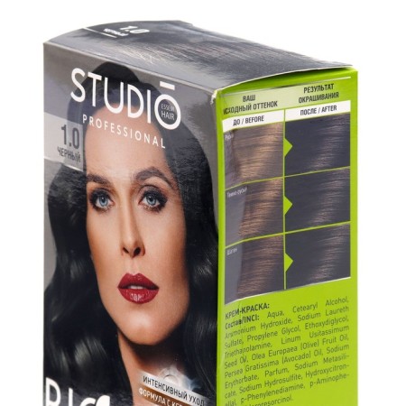 Persistent hair cream Studio Professional 1.0 Black, 50/50/15 ml-10