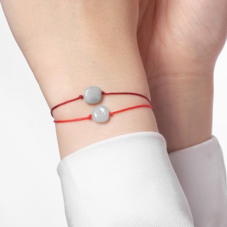 Bracelets "Demetrons" Quartz under aquamarin on red and burgundy threads-3