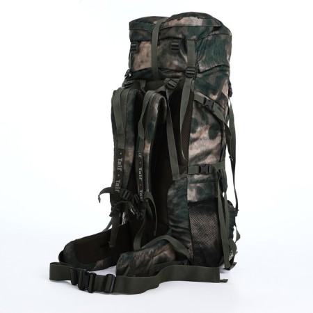 Tourist backpack, TAIF, 80 liters, cord department, 2 outer pockets, green color/camouflage-2