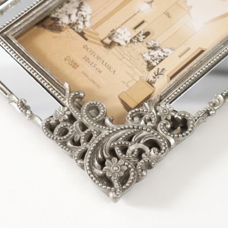 Photo frame Polystone 10x15 cm "Flowers and ornate pattern" silver with a mirror 15.9x1.7x20.5 cm 987726-2