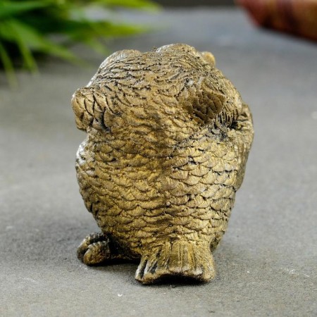 Figure "Owl with books" Small aged gold 5x5x5cm-2