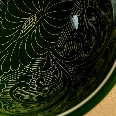 Rishtan ceramics "Patterns", 18 cm, large, green-6