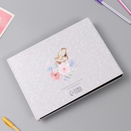 Photo album 25 sheets (stickers+rings) "Wedding day" embossing gold 19x27x3 cm-13