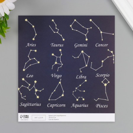 Scrapbooking paper bilateral "constellation" density 180 grams set 5 pcs 30.5x32 cm-4