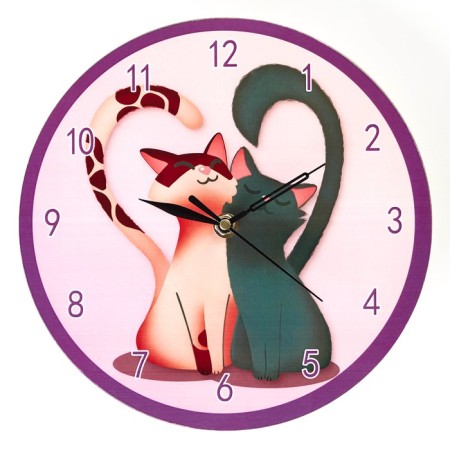 Wall clock, series: love, "cats", discrete move, D-23. cm-3