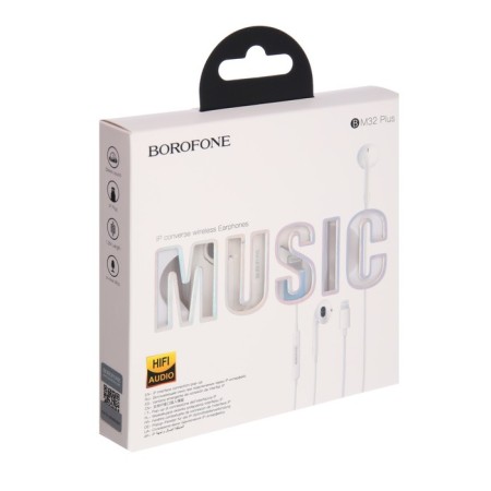Headphones Borofone BM32 Plus, inserts, microphone, Lightning, cable 1.2 m, white-9