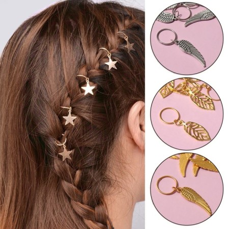 Hair piercing "Leaflets", 3.9 × 1.4 cm, 10 pcs, Golden color-3