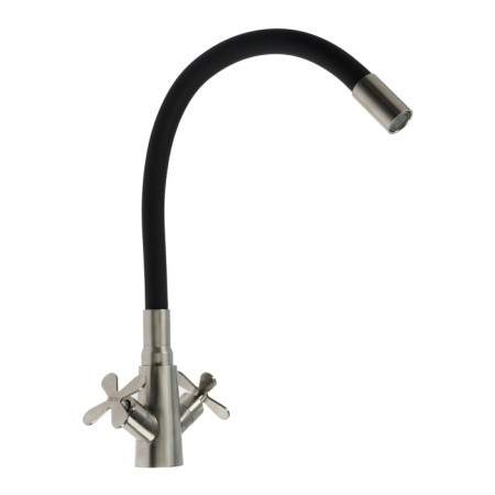 Kitchen mixer Zein Z3730, two -wound, black flexible spout, satin case-4